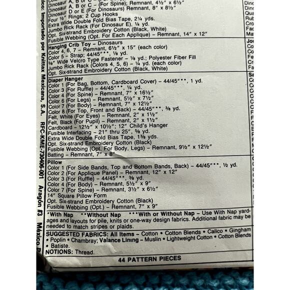 McCalls Sewing pattern 3761 baby quilt Nursery dinosaur - Picture 6 of 9